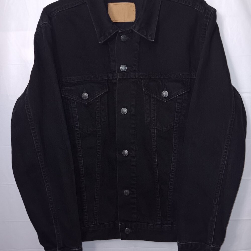 ZARA MEN'S BUTTON UP BLACK DENIM JACKET - Picture 11 of 11